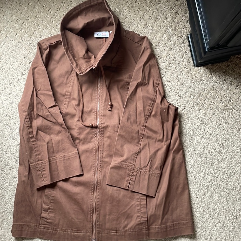 Brown denim and co zip up light jacket